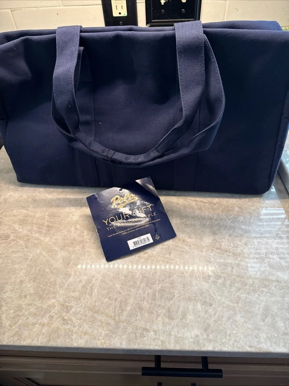 Polo Ralph Lauren Heritage Duffle Bag Navy Blue and White Large Weekender. WT